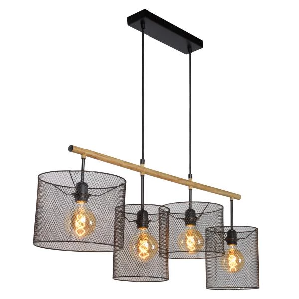 Lucide BASKETT - Pendant light - 4xE27 - Black - detail 4